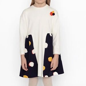 SHESHE Beige Dress with Pom-Pom Brooch